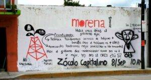 Morena Puebla en Defensa del petróleo.