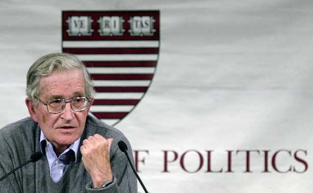 CAMBRIDGE, MA -  NOVEMBER 4:  Massachusetts Institute of Technology professor of linguistics Noam Chomsky speaks during a program titled "Why Iraq?" attended by an overflow crowd at Harvard University November 4, 2002  in Cambridge, Massachusetts. Chomsky has been outspoken in his criticism of U.S. foreign policy.  (Photo by William B. Plowman/Getty Images)