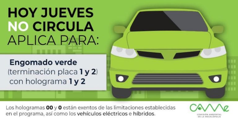 Este jueves no circulan los automóviles con engomado verde