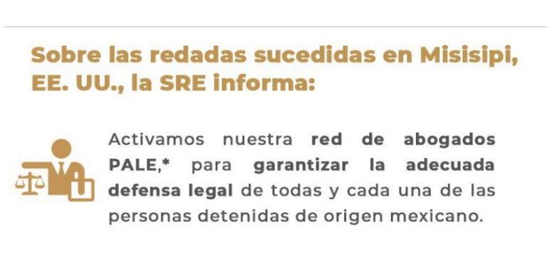 cartel SRE México Misisipi