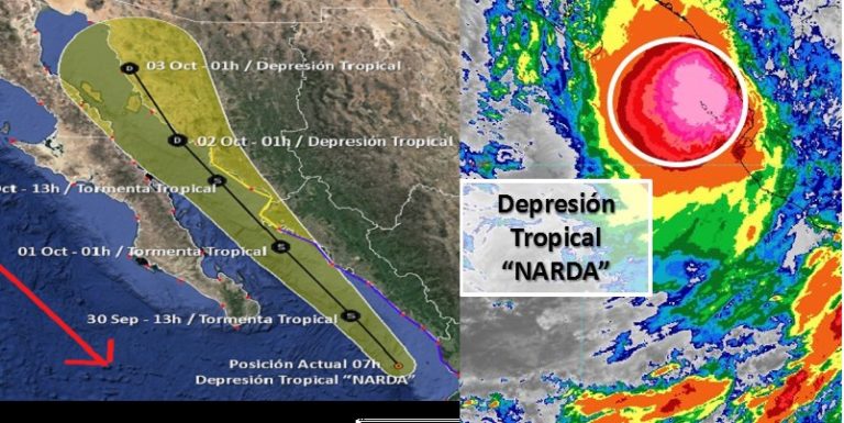 Tormenta "Narda" se fortalece