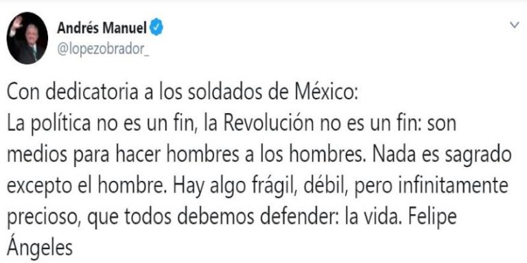 AMLO llama a soldados y reitera "debemos defender: la vida"