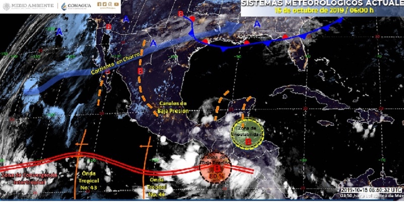 Lluvias y nublados, 15 octubre, 2019