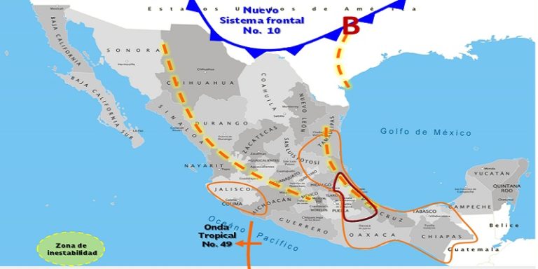 Nublado en México, excepto BC