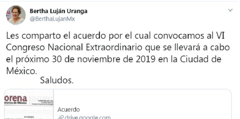 Morena a Congreso extraordinario en noviembre