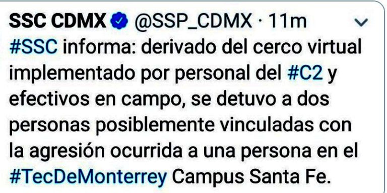 Tec de Monterrey, tras balacera dos detenidos
