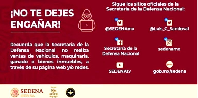 Sedena alerta sitios apócrifos