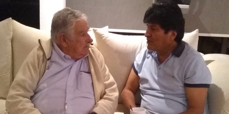 El ex presidente Pepe Mujica visita a Evo Morales en la CDMX