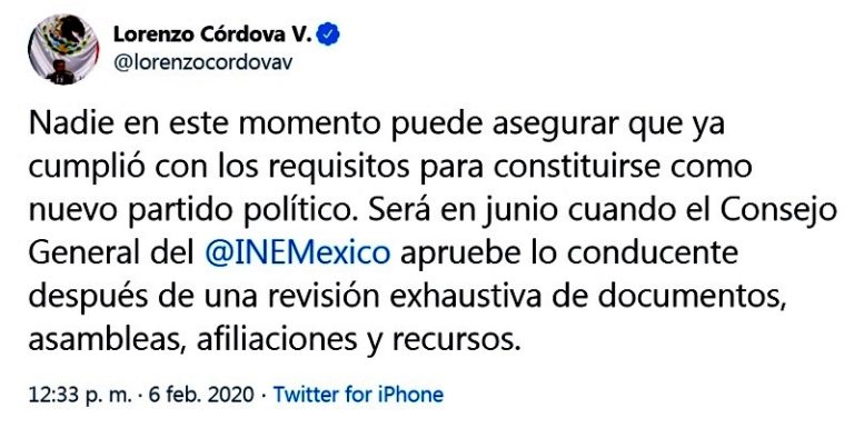 INE, hasta junio se definen nuevos partidos