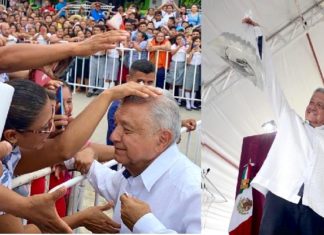 Se desborda Tabasco con visita de AMLO, campanas al vuelo AMLO en Tabasco