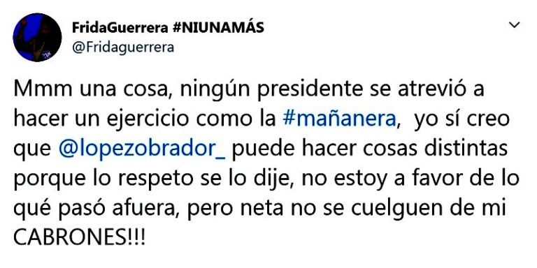 Frida Guerrera se deslinda de la derecha