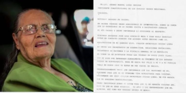 Difunden carta que entregó la mamá del ‘Chapo‘ a AMLO