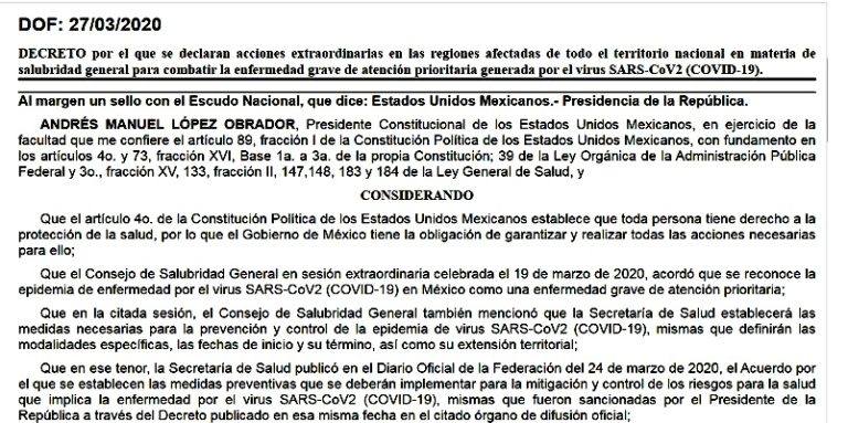 AMLO decreto de medidas extraordinarias