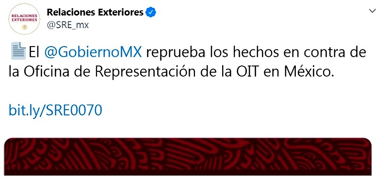 OIT, México reprueba acciones contra sede en México