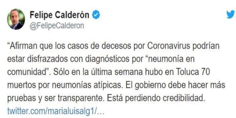 Felipe Calderón continúa con la difusión de Fake News