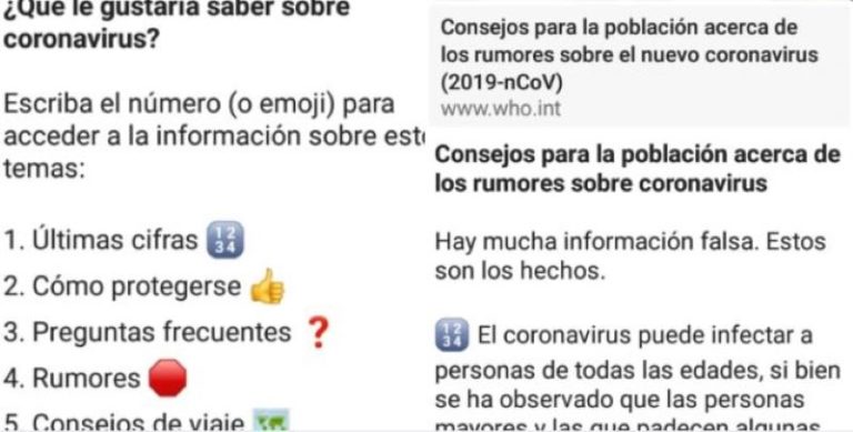 OMS abre WhatsApp para dar información sobre Covid-19
