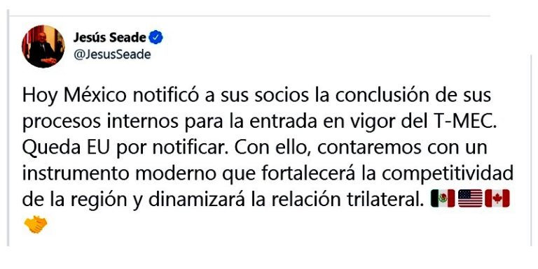 T-MEC, solo falta EU