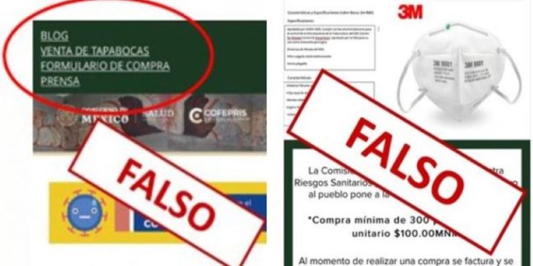 Se deslina Cofepris de sitio falso que ofrece cubrebocas