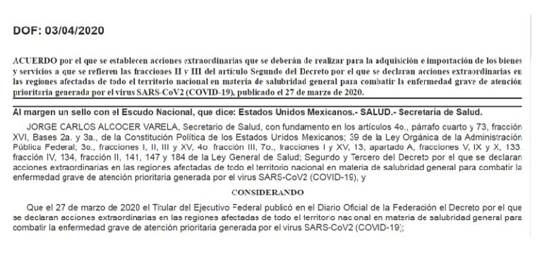 Adquisiciones directas para enfrentar coronavirus