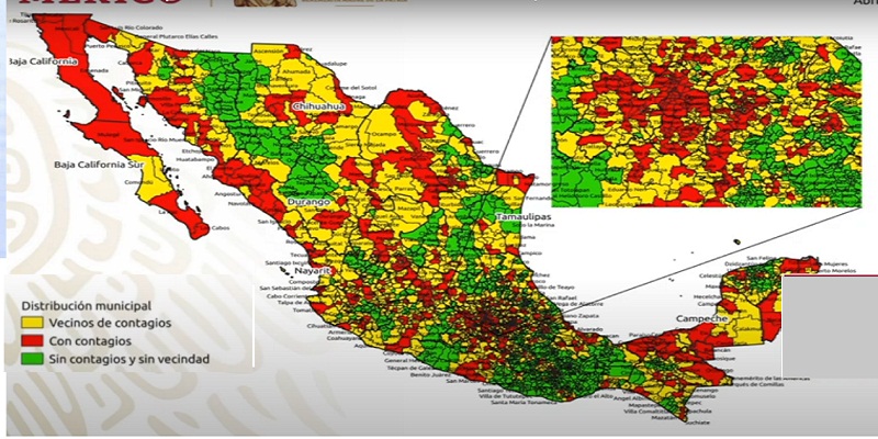 Mapa coronavirus regionalizado en México