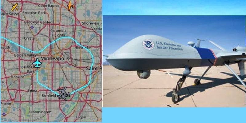 Dron Depredador sobre Minneapolis, tras protestas