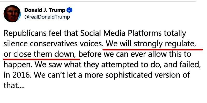 Trump amenaza con cerrar redes sociales