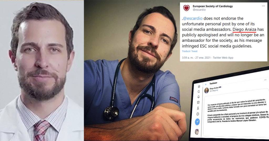 Expulsan a doctor que recomendó dañar la salud de AMLO de Sociedad Europea de Cardiología