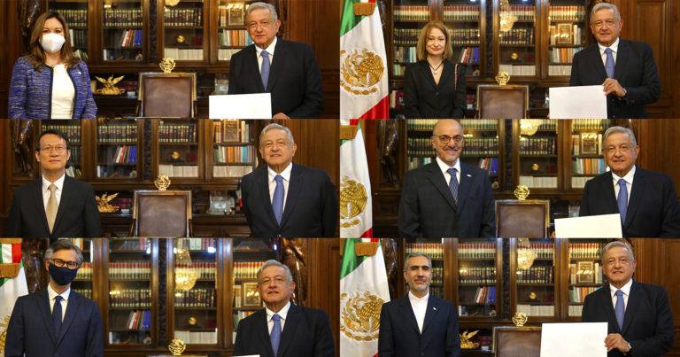 AMLO recibe a los nuevos embajadores extranjeros en México