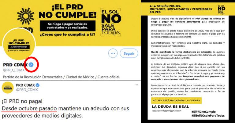 Balconean al PRD con su propia cuenta: no paga a trabajadores de redes