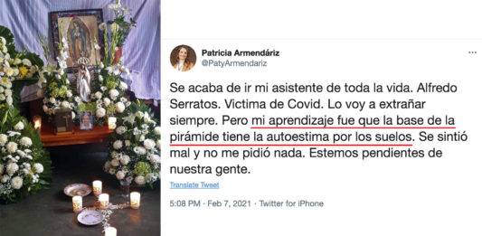 Indigna Patricia Armendáriz al criticar autoestima de su asistente fallecido por covid-19