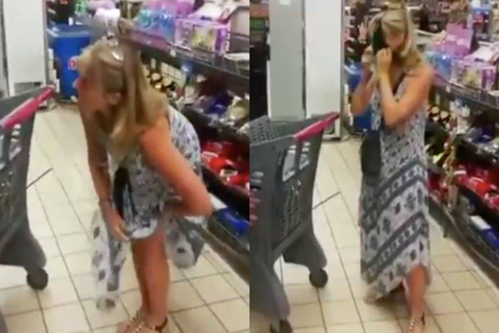 Mujer usa su ropa interior como cubrebocas para evitar que la sacaran de un supermercado