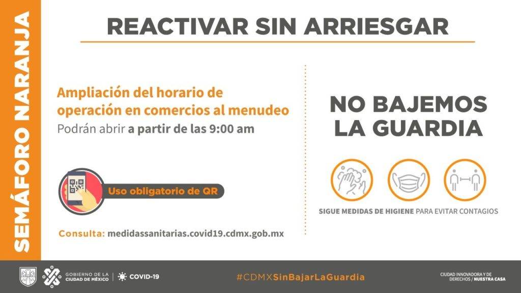 CDMX sigue en semáforo naranja; comercios podrán abrir a las 9 am