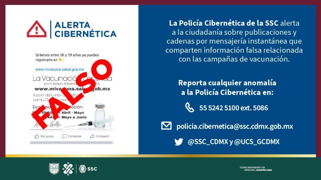 SSC desmiente información sobre vacunación de personas de 50 a 59 años