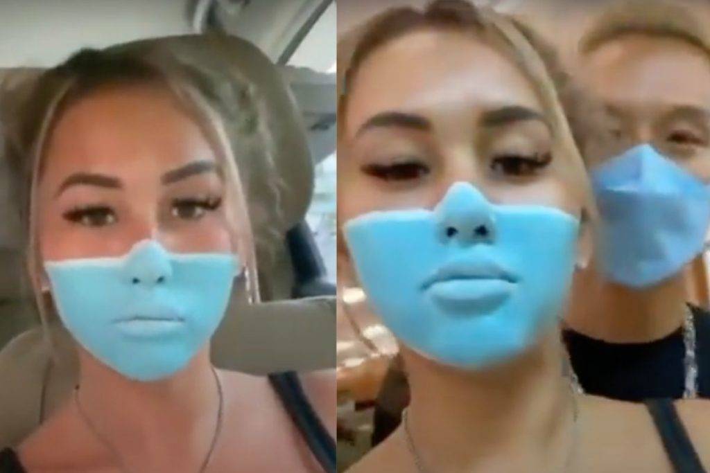 Influencer sería deportada por pintarse cubrebocas para hacer broma
