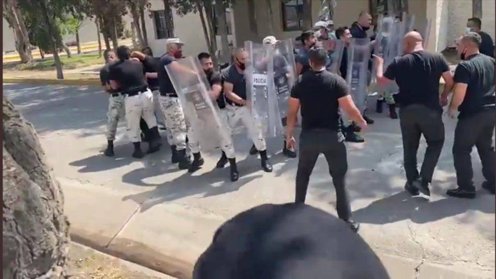 A golpes terminó un entrenamiento de la Guardia Nacional