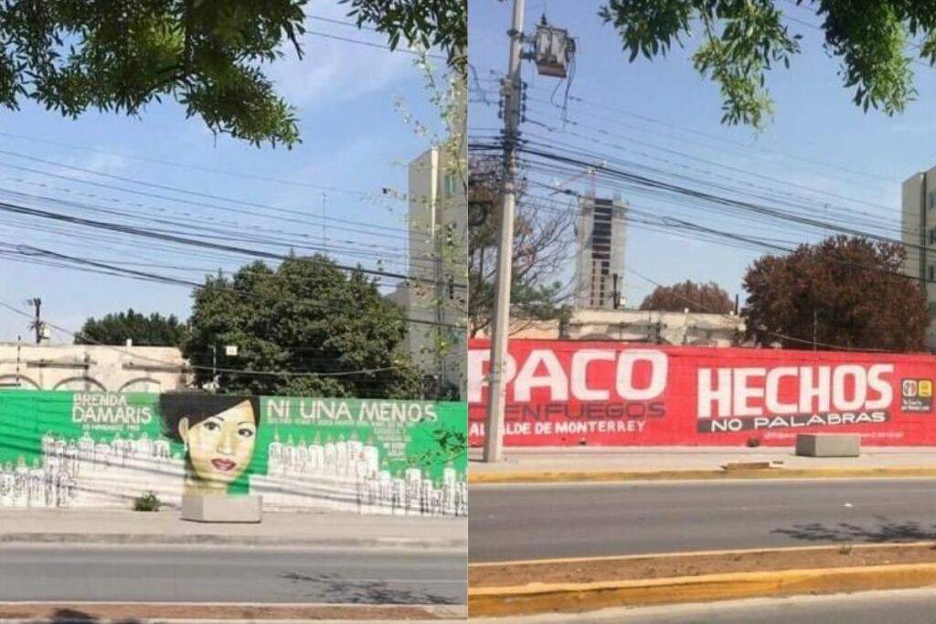 Borran mural de mujeres desaparecidas para colocar propaganda de candidato priista