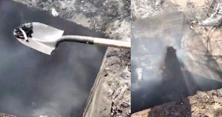 Hallan restos humanos ardiendo en horno clandestino