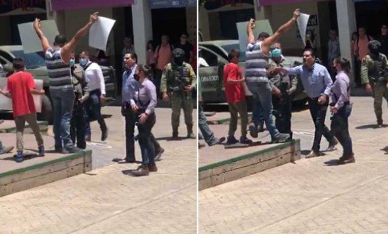 Silvano Aureoles agrede a personas que se manifestaban