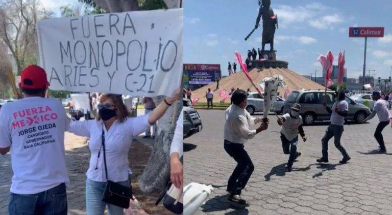 Simpatizantes de candidato a gubernatura de Baja California golpean a manifestantes