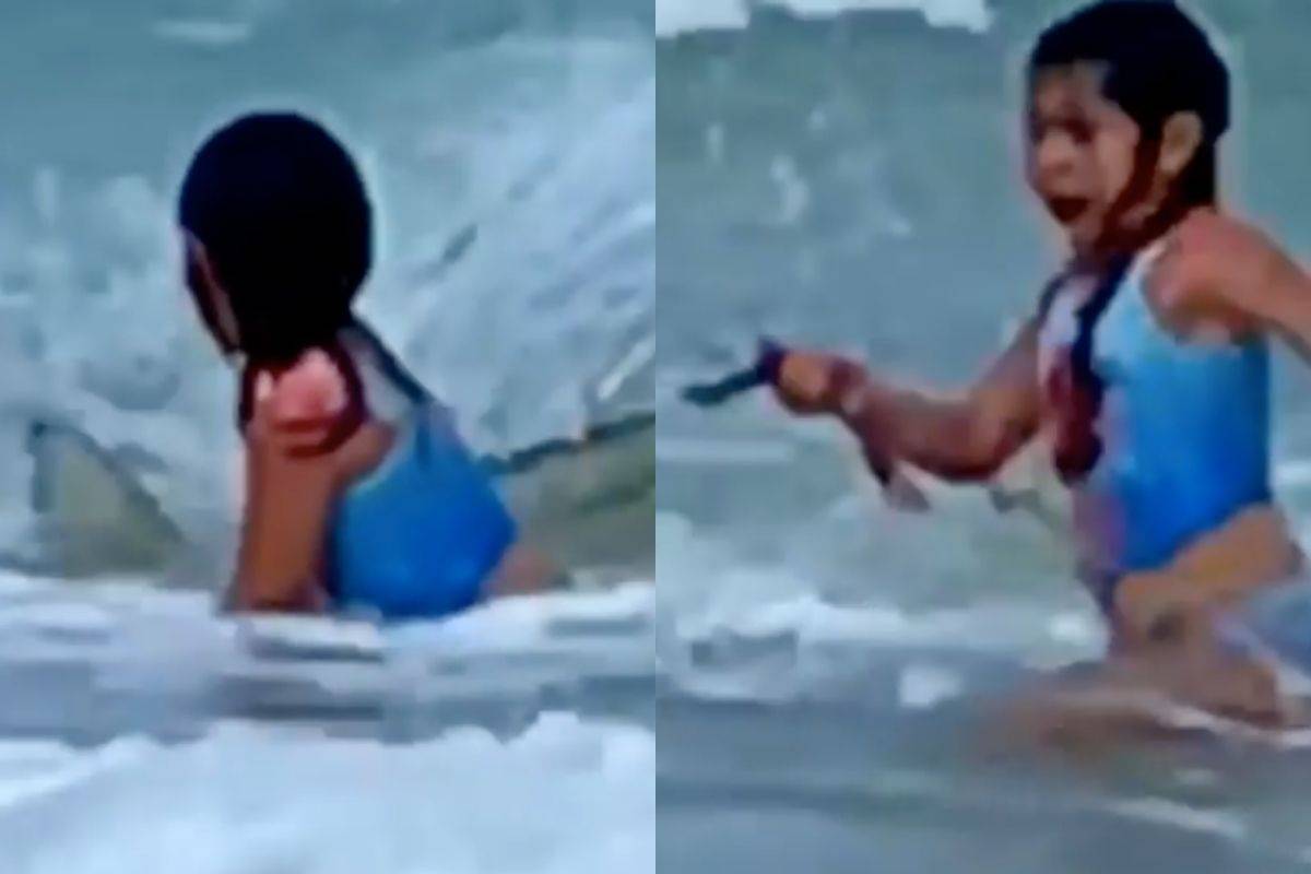 Mujer graba momento en que su hija escapa de un tiburón