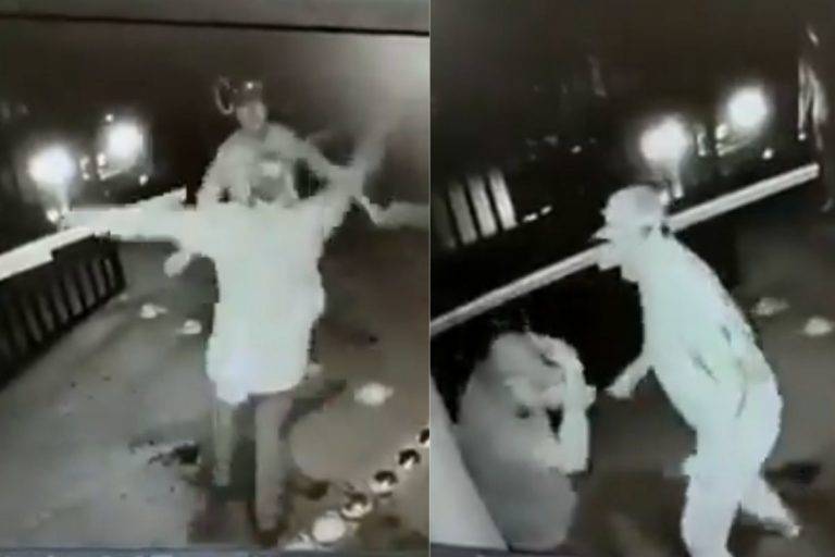 Captan a un hombre golpeando a un adulto mayor en Apodaca, Nuevo León