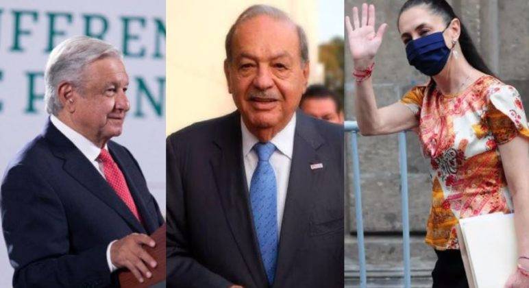 AMLO se reúne con Sheinbaum y Carlos Slim en Palacio Nacional