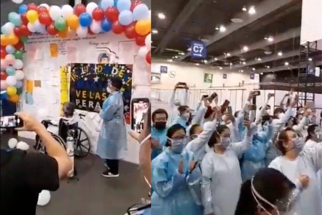 Con aplausos dan de alta al último paciente Covid-19 del Centro Citibanamex