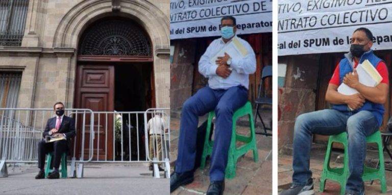 Así como Aureoles, profesores esperan afuera del Palacio de Gobierno de Michoacán