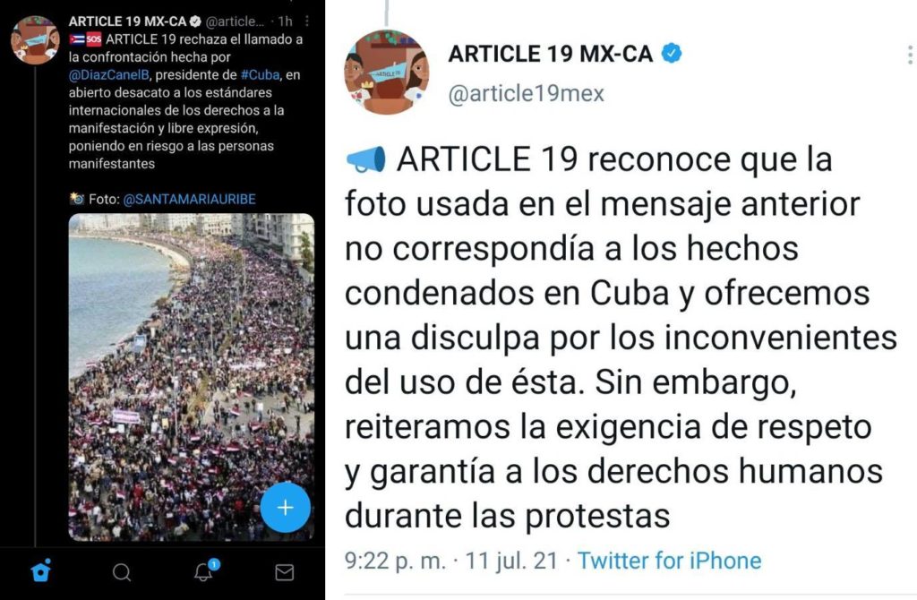 Artículo 19 utiliza foto de Egipto para golpear al gobierno de Cuba