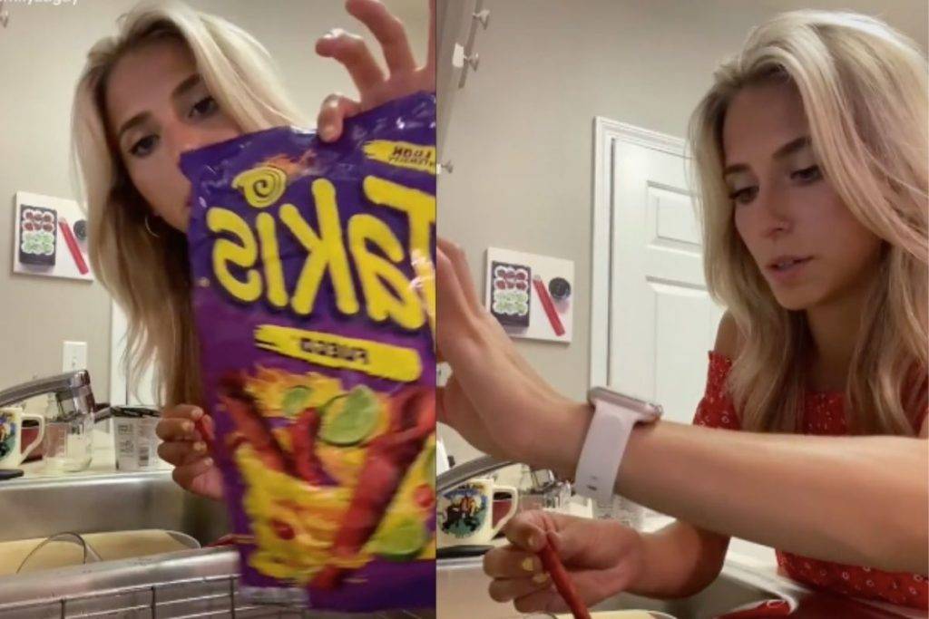 Tiktoker enjuaga sus Takis fuego para que no piquen; usuarios la critican