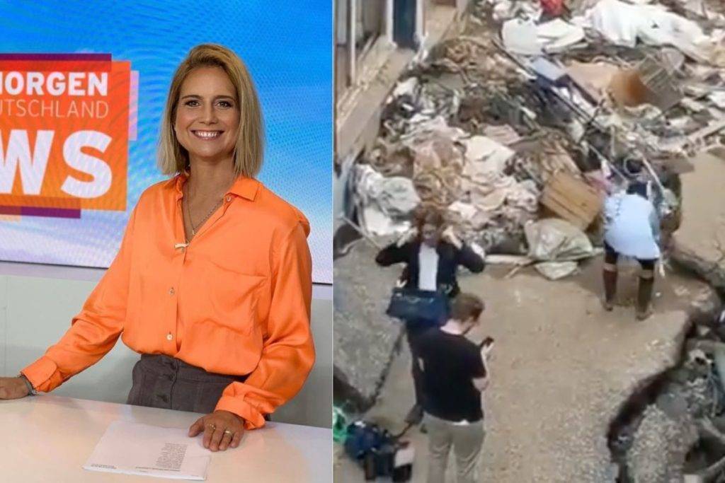 Periodista se ensucia a propósito durante cobertura de inundaciones