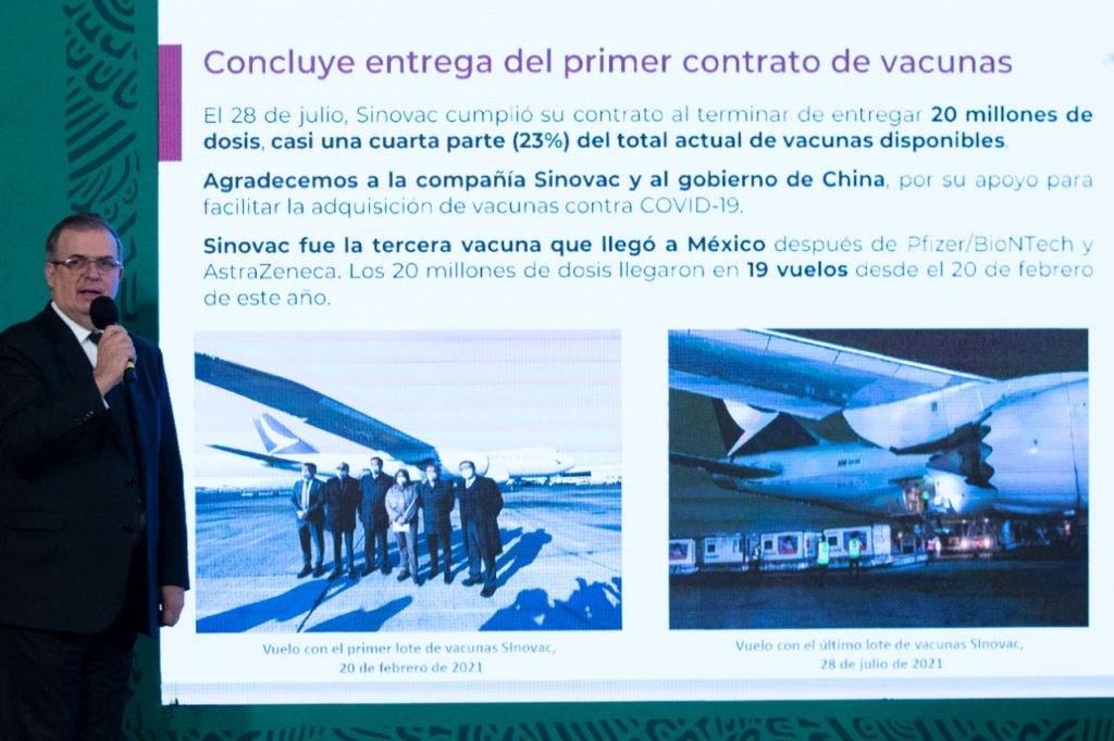 Sinovac cumplió con entrega de 20 millones de vacunas compradas: Ebrard