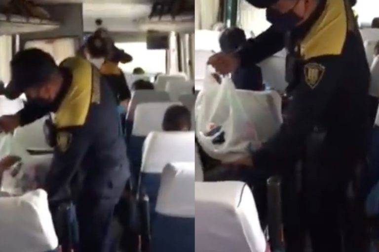 Policías de CDMX le invitan tacos y refrescos a migrantes centroamericanos