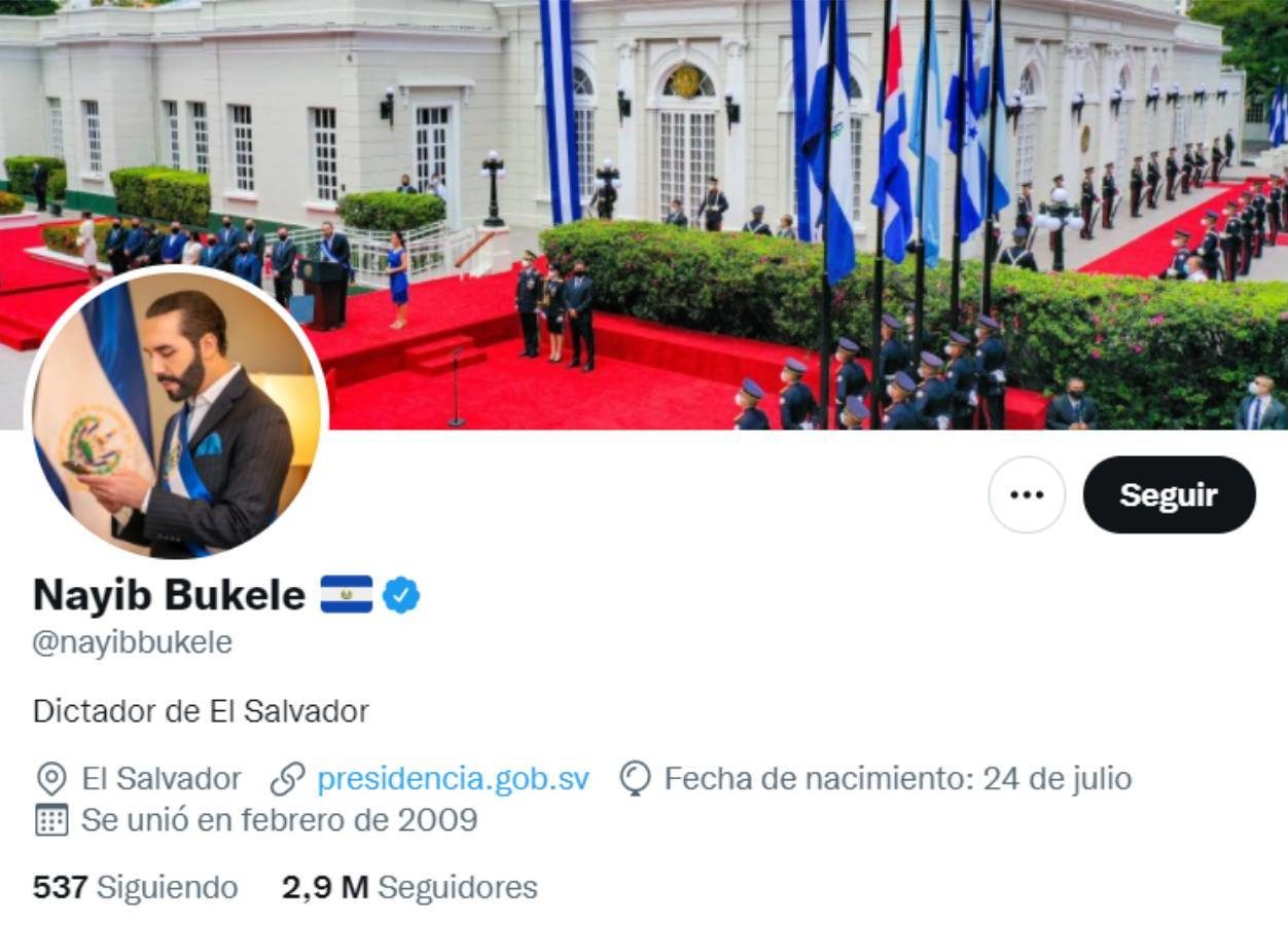 Presidente del Salvador se autonombra "dictador" en Twitter